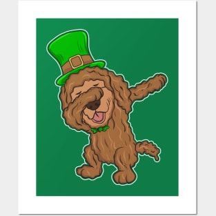 Irish Water Spaniel Dabbing Dog St Patricks Day Posters and Art